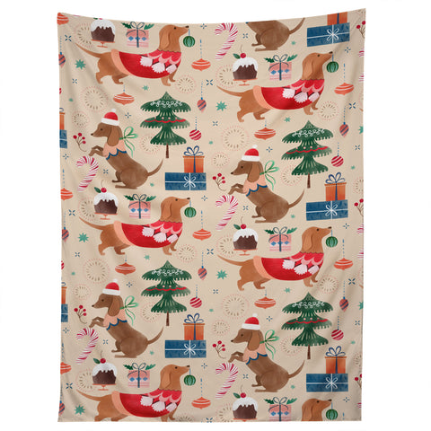 Pimlada Phuapradit Christmas Dachshund Tapestry