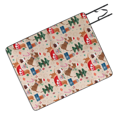 Pimlada Phuapradit Christmas Dachshund Picnic Blanket