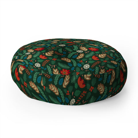 Pimlada Phuapradit Christmas foliage Floor Pillow Round