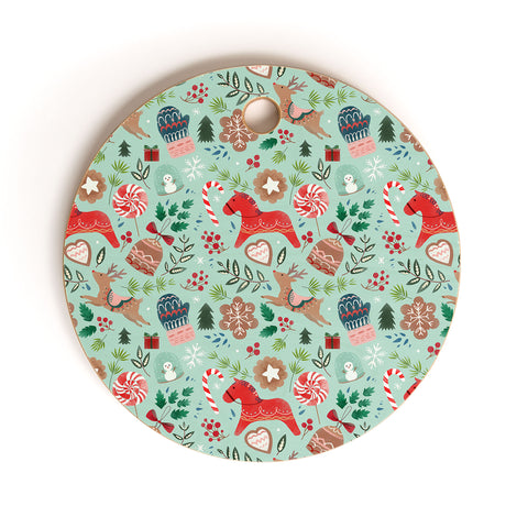 Pimlada Phuapradit Christmas gingerbread Cutting Board Round