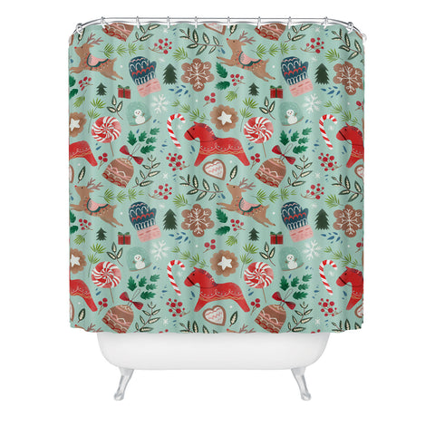 Pimlada Phuapradit Christmas gingerbread Shower Curtain