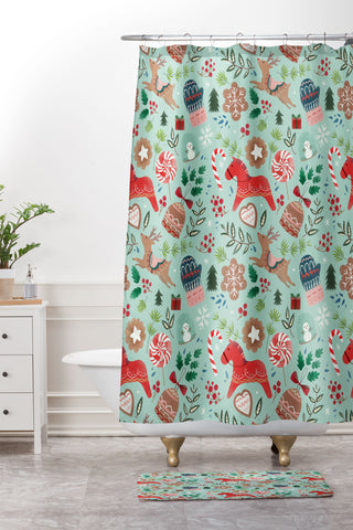 Pimlada Phuapradit Christmas gingerbread Shower Curtain And Mat