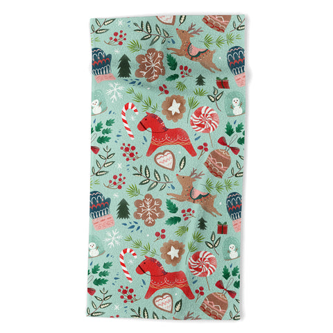 Pimlada Phuapradit Christmas gingerbread Beach Towel