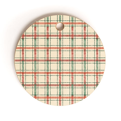 Pimlada Phuapradit Christmas Tartan 2 Cutting Board Round