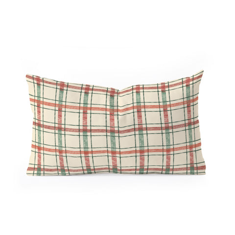 Pimlada Phuapradit Christmas Tartan 2 Oblong Throw Pillow
