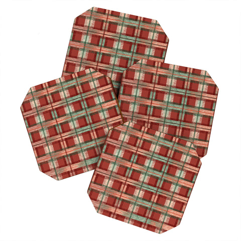 Pimlada Phuapradit Christmas Tartan Coaster Set