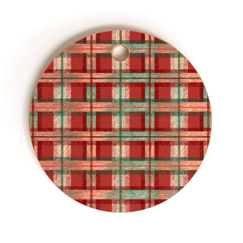 Pimlada Phuapradit Christmas Tartan Cutting Board Round
