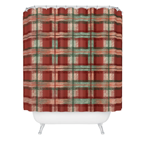 Pimlada Phuapradit Christmas Tartan Shower Curtain