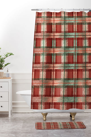 Pimlada Phuapradit Christmas Tartan Shower Curtain And Mat