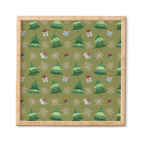 Pimlada Phuapradit Christmas Trees And Snowflakes Framed Wall Art