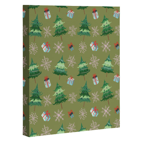 Pimlada Phuapradit Christmas Trees And Snowflakes Art Canvas