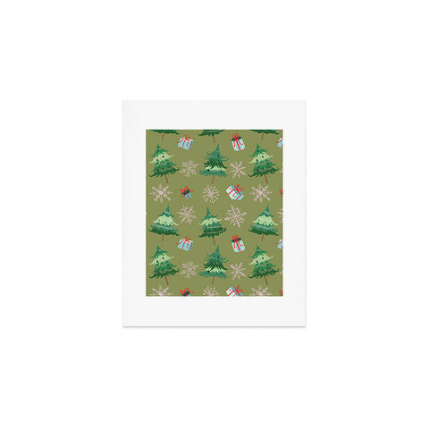 Pimlada Phuapradit Christmas Trees And Snowflakes Art Print