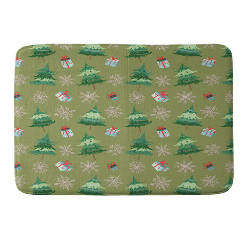 Pimlada Phuapradit Christmas Trees And Snowflakes Memory Foam Bath Mat