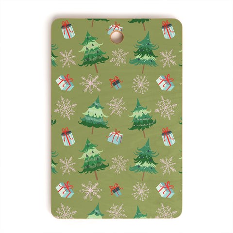 Pimlada Phuapradit Christmas Trees And Snowflakes Cutting Board Rectangle