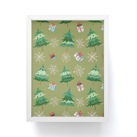 Pimlada Phuapradit Christmas Trees And Snowflakes Framed Mini Art Print