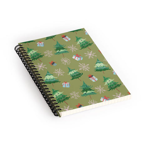 Pimlada Phuapradit Christmas Trees And Snowflakes Spiral Notebook