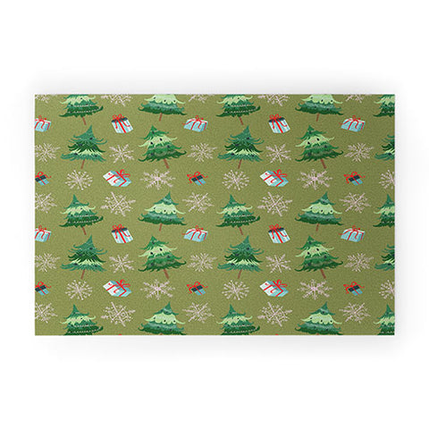 Pimlada Phuapradit Christmas Trees And Snowflakes Welcome Mat