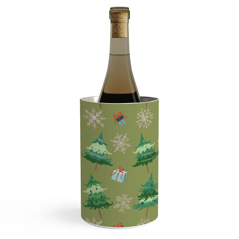 Pimlada Phuapradit Christmas Trees And Snowflakes Wine Chiller