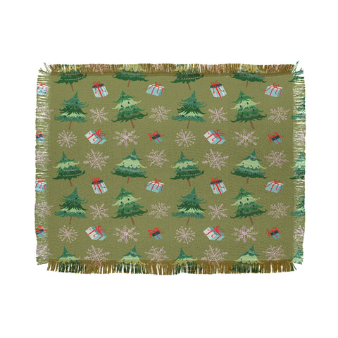 Pimlada Phuapradit Christmas Trees And Snowflakes Throw Blanket