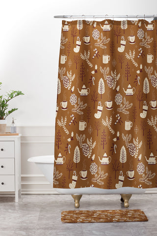 Pimlada Phuapradit Christmas Woods 2 Shower Curtain And Mat