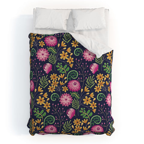 Pimlada Phuapradit Dahlia and fern Duvet Cover