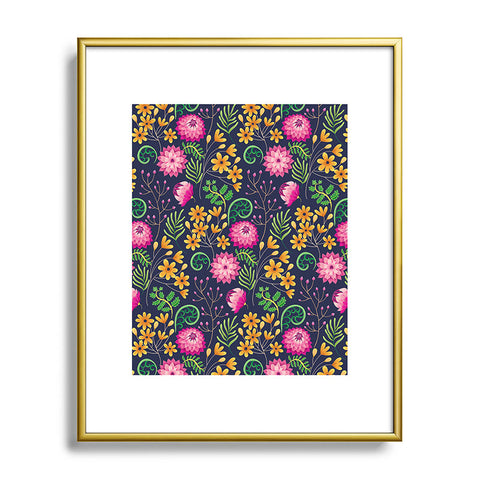 Pimlada Phuapradit Dahlia and fern Metal Framed Art Print