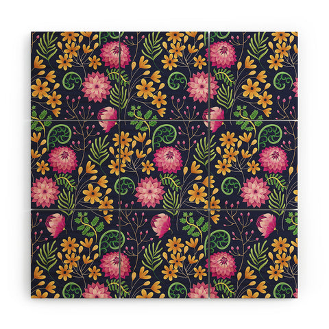 Pimlada Phuapradit Dahlia and fern Wood Wall Mural