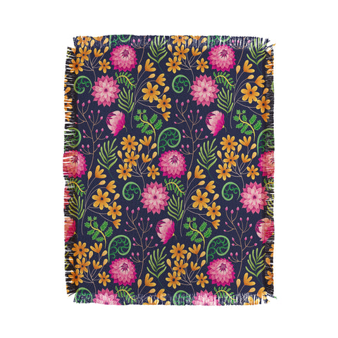Pimlada Phuapradit Dahlia and fern Throw Blanket
