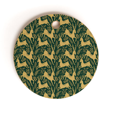Pimlada Phuapradit Deer and fir branches 1 Cutting Board Round