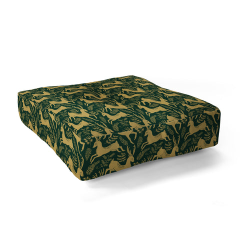 Pimlada Phuapradit Deer and fir branches 1 Floor Pillow Square