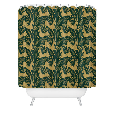 Pimlada Phuapradit Deer and fir branches 1 Shower Curtain