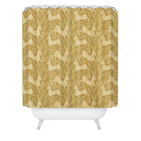 Pimlada Phuapradit Deer and fir branches 2 Shower Curtain