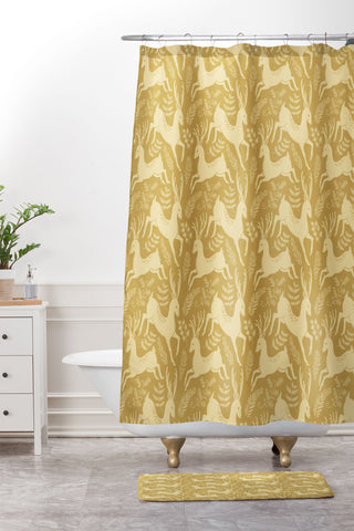 Pimlada Phuapradit Deer and fir branches 2 Shower Curtain And Mat