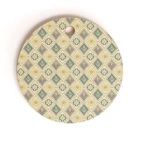 Pimlada Phuapradit Diamond stitch beige Cutting Board Round