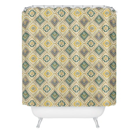 Pimlada Phuapradit Diamond stitch beige Shower Curtain
