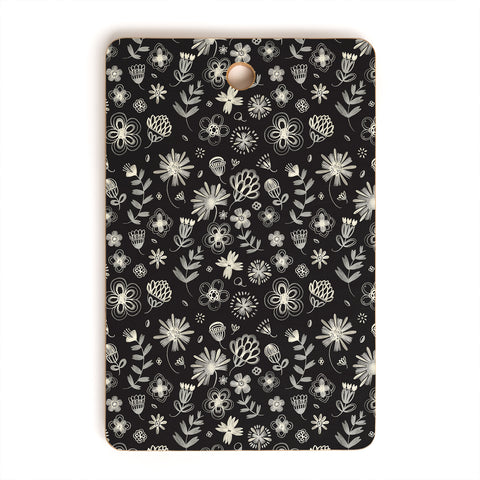 Pimlada Phuapradit Ditsy floral Black and white Cutting Board Rectangle
