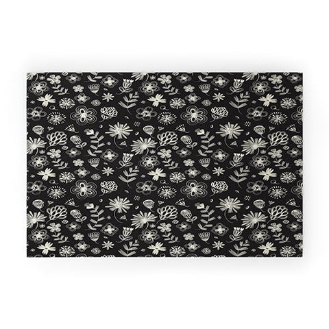 Pimlada Phuapradit Ditsy floral Black and white Welcome Mat