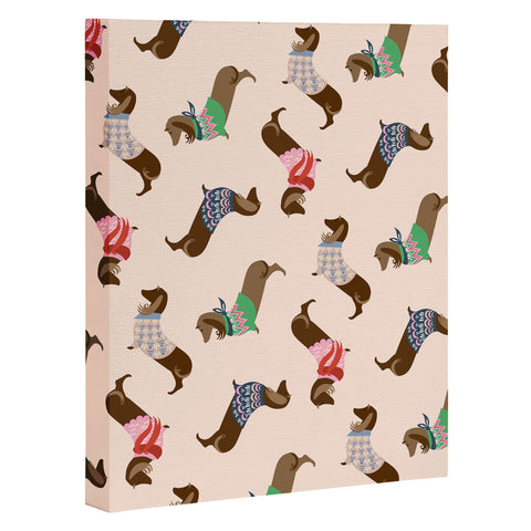 Pimlada Phuapradit Dog Pattern Dachshund Art Canvas