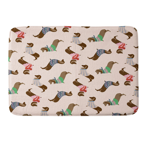 Pimlada Phuapradit Dog Pattern Dachshund Memory Foam Bath Mat