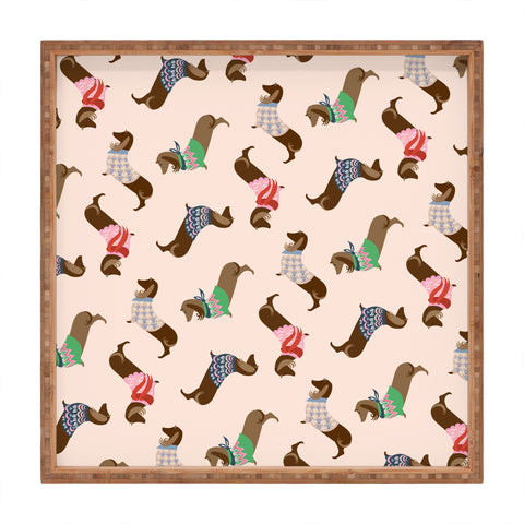 Pimlada Phuapradit Dog Pattern Dachshund Square Tray