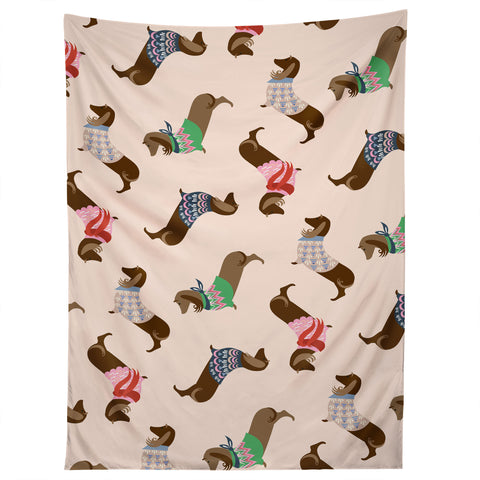 Pimlada Phuapradit Dog Pattern Dachshund Tapestry