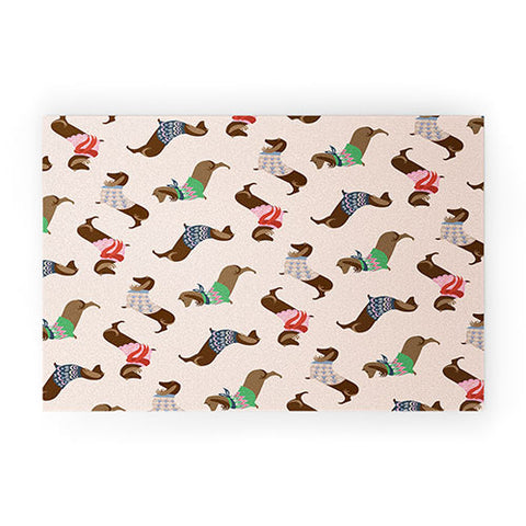Pimlada Phuapradit Dog Pattern Dachshund Welcome Mat