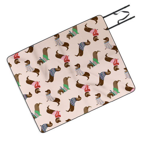 Pimlada Phuapradit Dog Pattern Dachshund Picnic Blanket