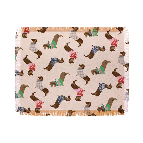 Pimlada Phuapradit Dog Pattern Dachshund Throw Blanket