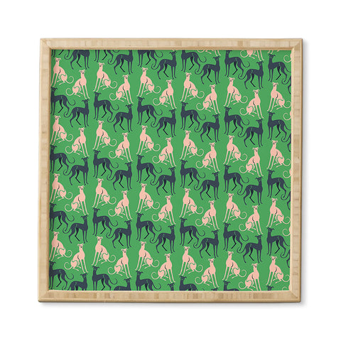 Pimlada Phuapradit Dog Pattern Greyhound Green Framed Wall Art