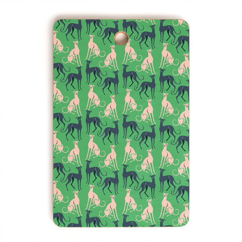 Pimlada Phuapradit Dog Pattern Greyhound Green Cutting Board Rectangle