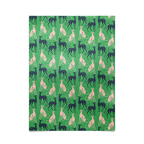 Pimlada Phuapradit Dog Pattern Greyhound Green Poster