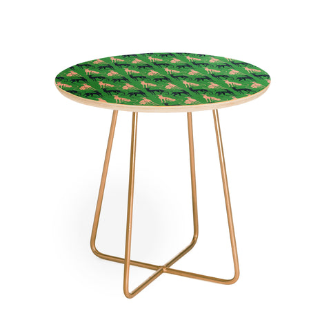 Pimlada Phuapradit Dog Pattern Greyhound Green Round Side Table