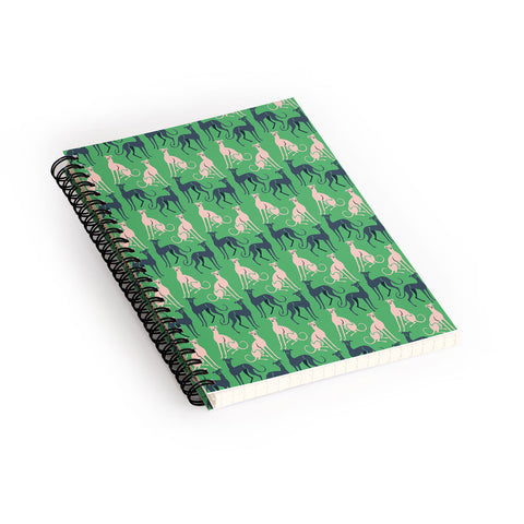 Pimlada Phuapradit Dog Pattern Greyhound Green Spiral Notebook