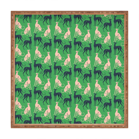 Pimlada Phuapradit Dog Pattern Greyhound Green Square Tray